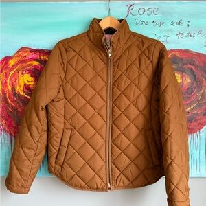 J. Crew Brown Quilted Jacket with Pink Lining